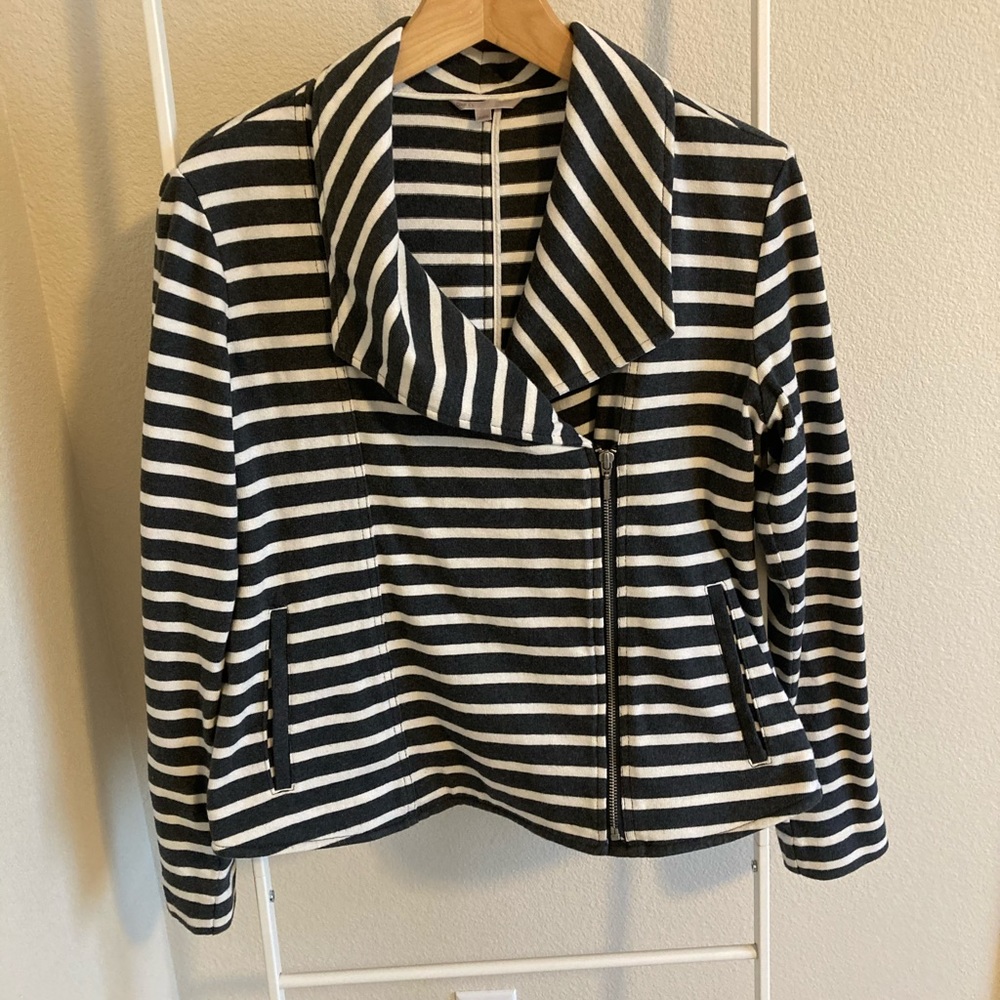 GAP striped asymmetrical zip up jacket